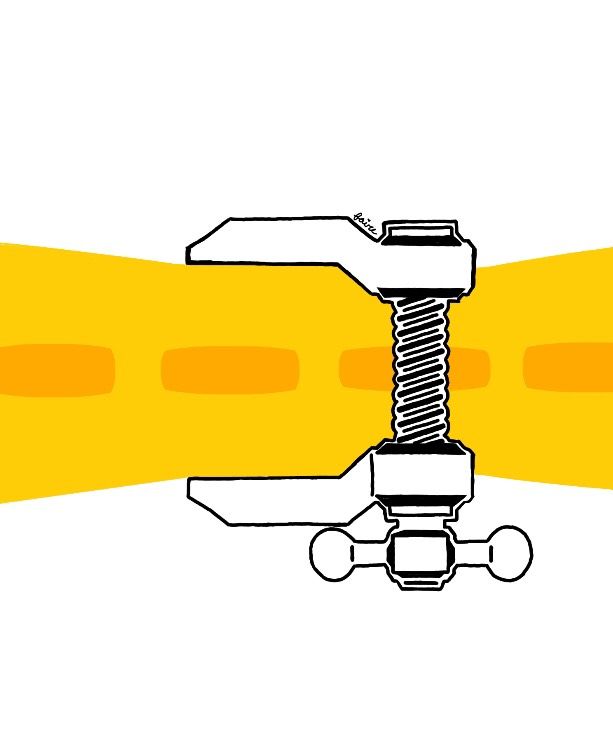 TODO A yellow brick road being squeezed by a vice grip