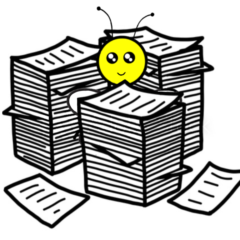 There are a lot of Beeminder blog posts, I guess is what we're saying here. In fact, this is the 276th one. A bee swimming in documents