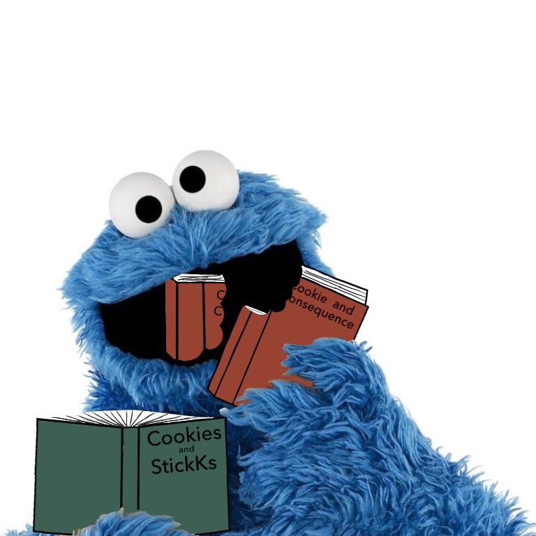I think Nicky's more into the fantasy genre but everything else about this image is entirely accurate. Also did you see what we did there?? A book case-study. A book-case study. We are so clever oh yes we are. Cookie Monster eating books with titles 'Cookies and StickKs' and 'Cookie and Consequence'
