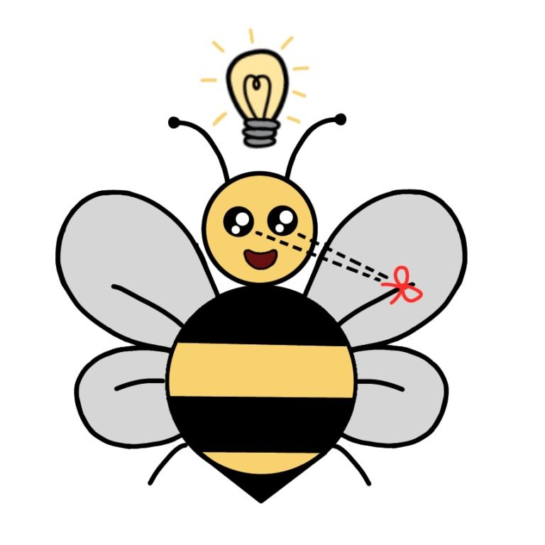 Fun fact: the etymology of 'remember' is from the Latin for 'be mindful again' Bee looking at string on finger with lightbulb above head