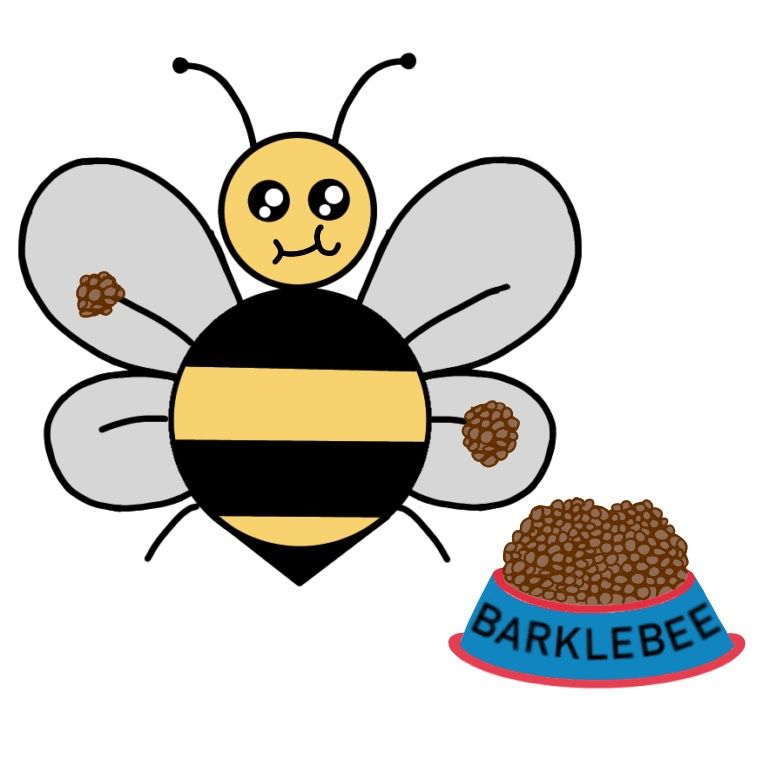 Danny says he almost wants to get a dog just to name it that now Bee gorging itself on dogfood (bowl says BARKLEBEE)