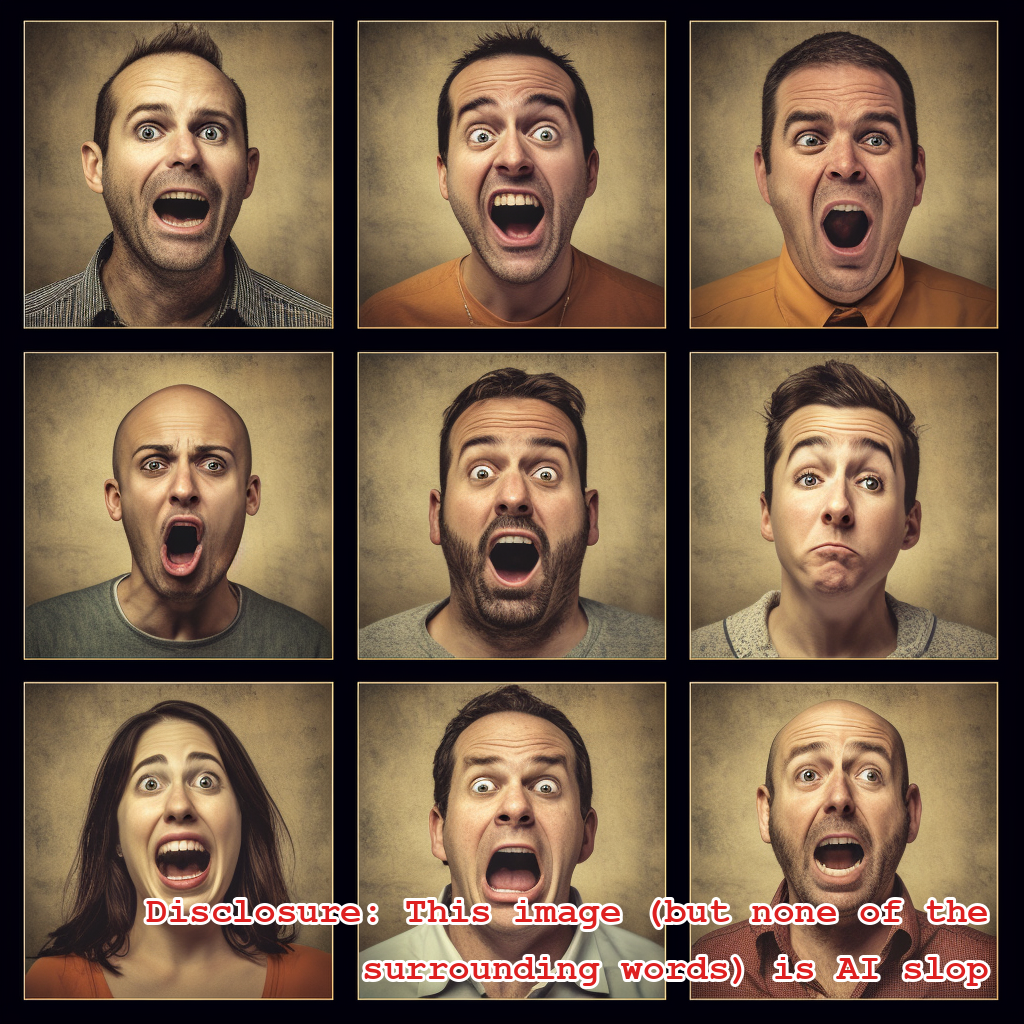 A grid of faces with all sorts of crazy reactions