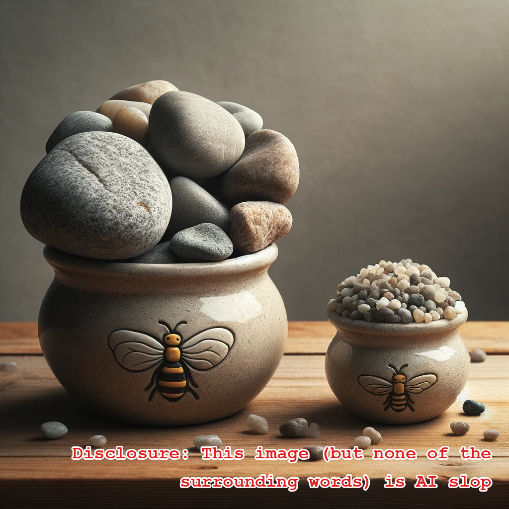 Two honeypots: one full of big rocks and the other full of little pebbles